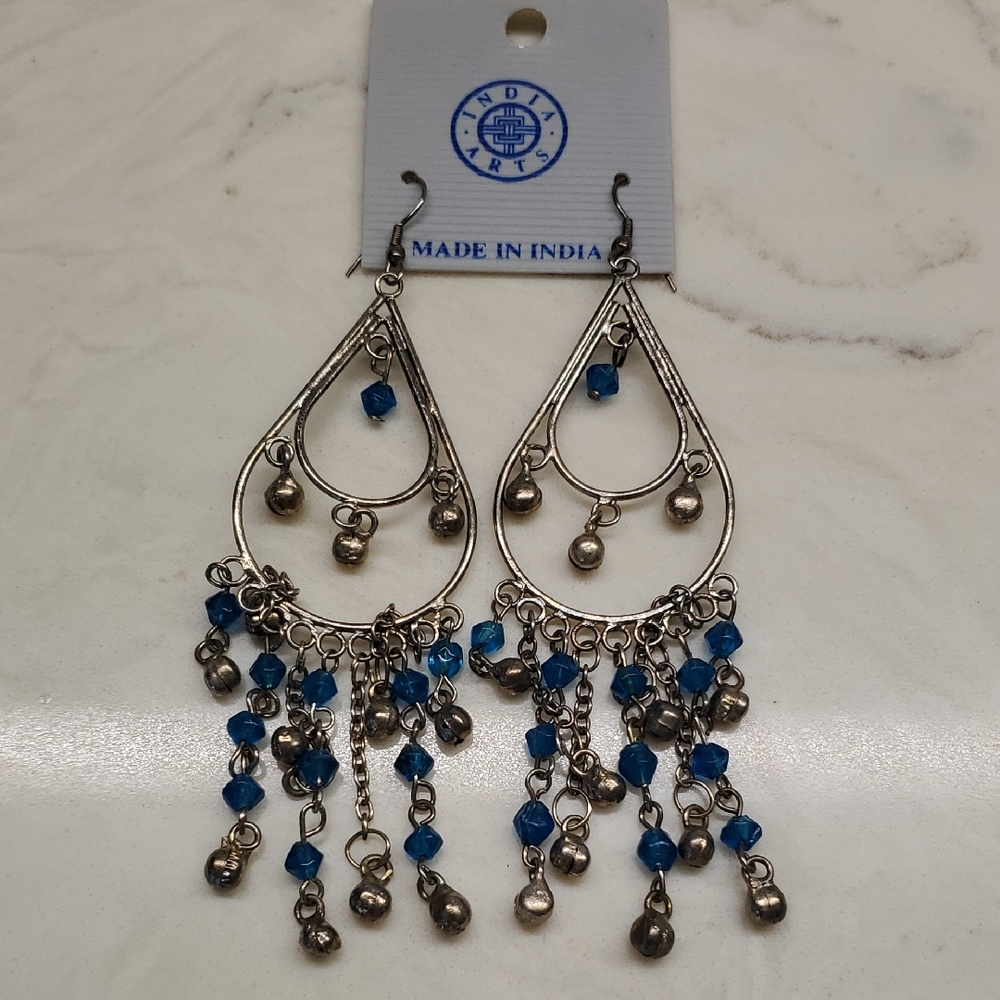 Blue and Silver Dangle Earrings